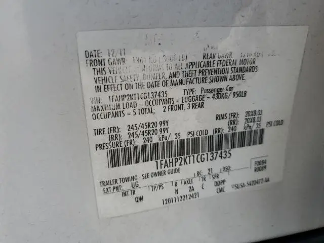 2012 FORD TAURUS SHO  