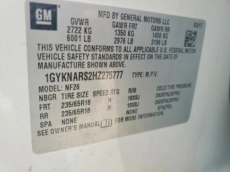 2017 CADILLAC XT5   