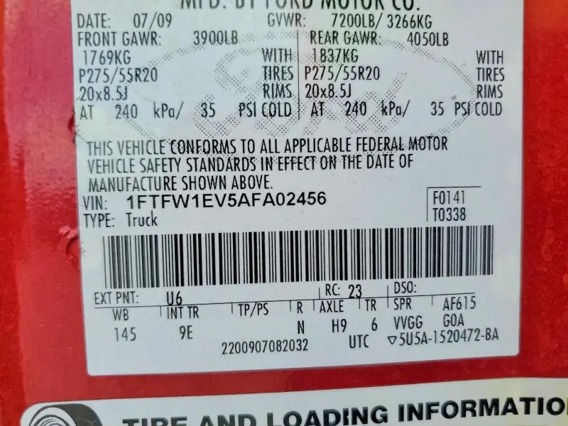 2010 FORD F150 SUPERCREW  