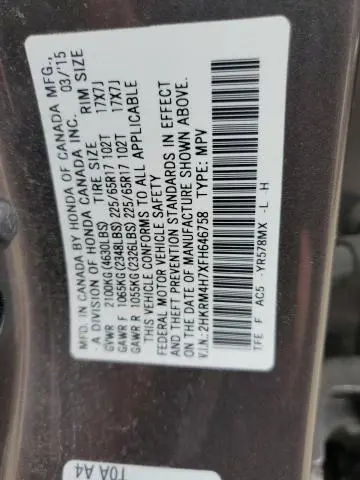 2015 HONDA CR-V EXL  