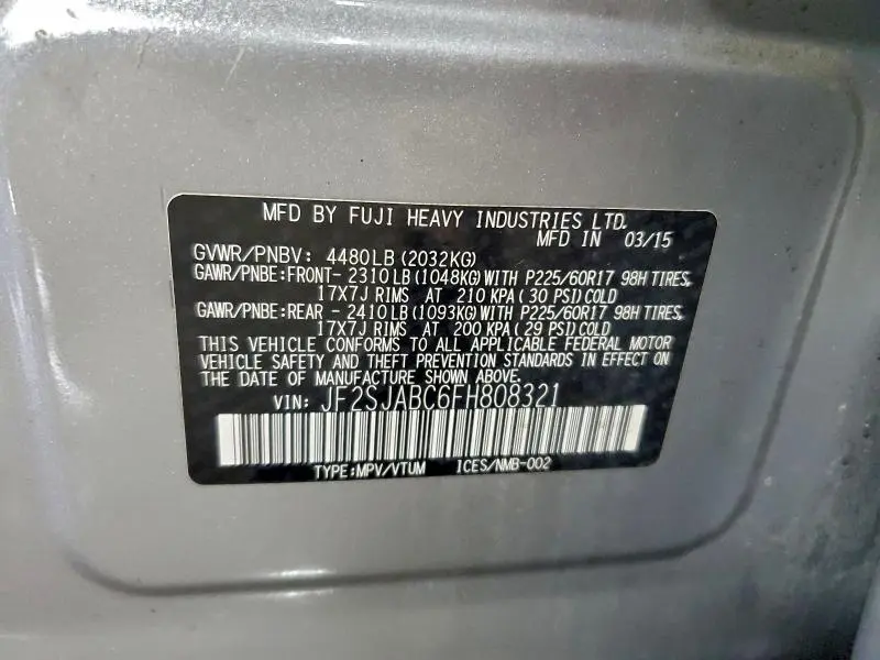 2015 SUBARU FORESTER 2.5I  