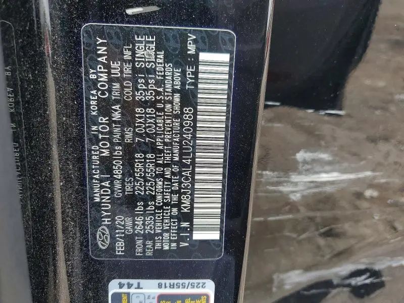 2020 HYUNDAI TUCSON LIMITED  