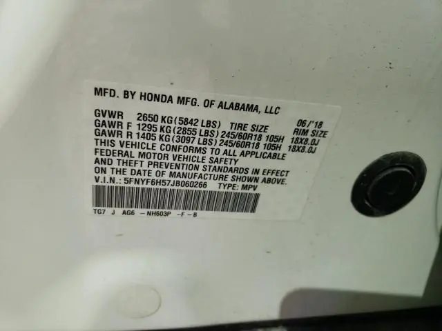 2018 HONDA PILOT EXL  