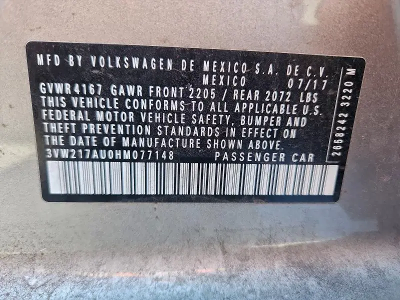 2017 VOLKSWAGEN GOLF S  