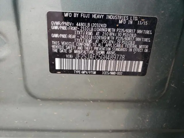 2016 SUBARU FORESTER 2.5I PREMIUM  