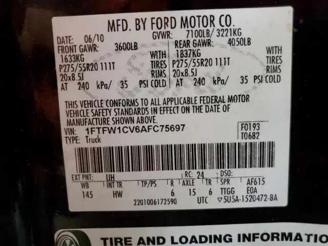 2010 FORD F150 SUPERCREW  