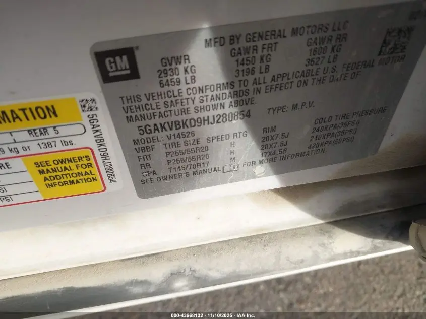 2017 BUICK ENCLAVE LEATHER