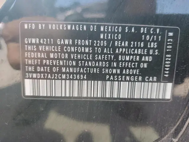 2012 VOLKSWAGEN JETTA SE  