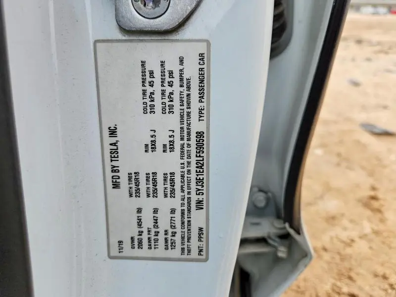 2020 TESLA MODEL 3   