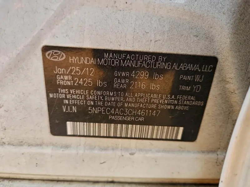 2012 HYUNDAI SONATA SE  