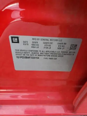 2015 CHEVROLET CRUZE LT  