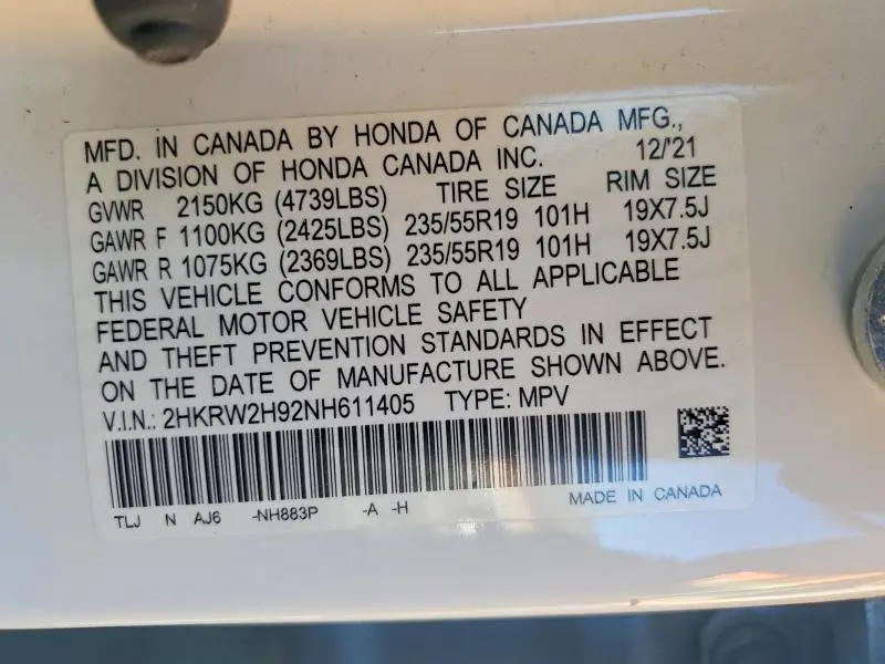 2022 HONDA CR-V TOURING  