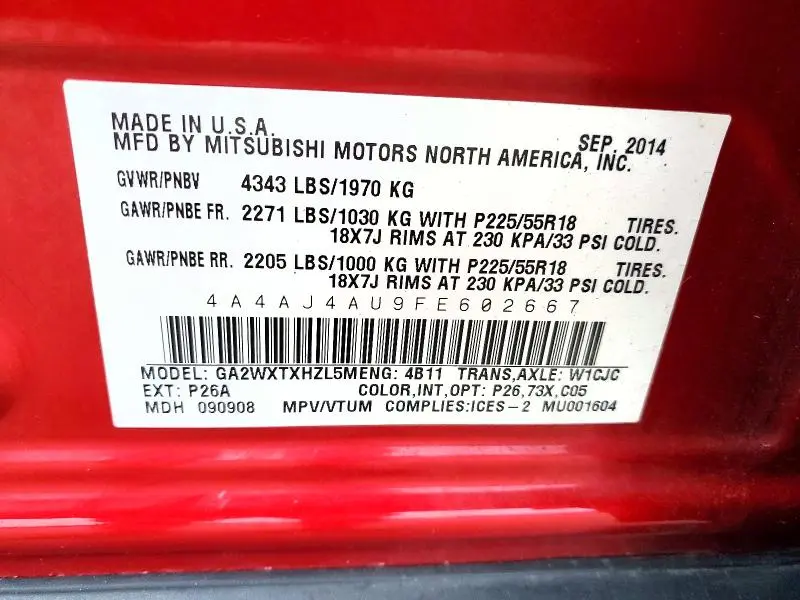 2015 MITSUBISHI RVR GT  