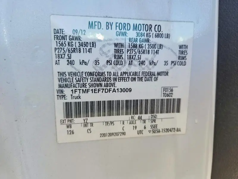 2013 FORD F150   