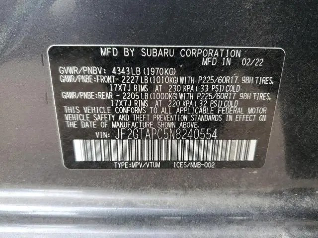 2022 SUBARU CROSSTREK PREMIUM  