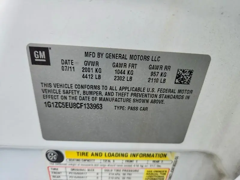 2012 CHEVROLET MALIBU 1LT  