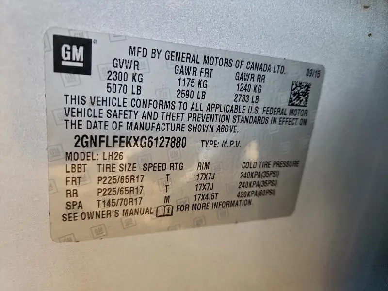 2016 CHEVROLET EQUINOX LT  