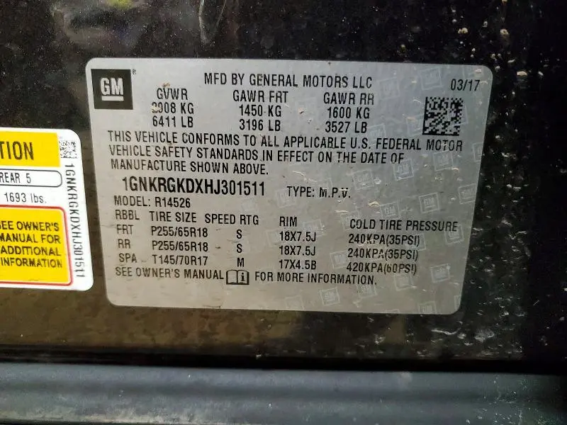 2017 CHEVROLET TRAVERSE LT  