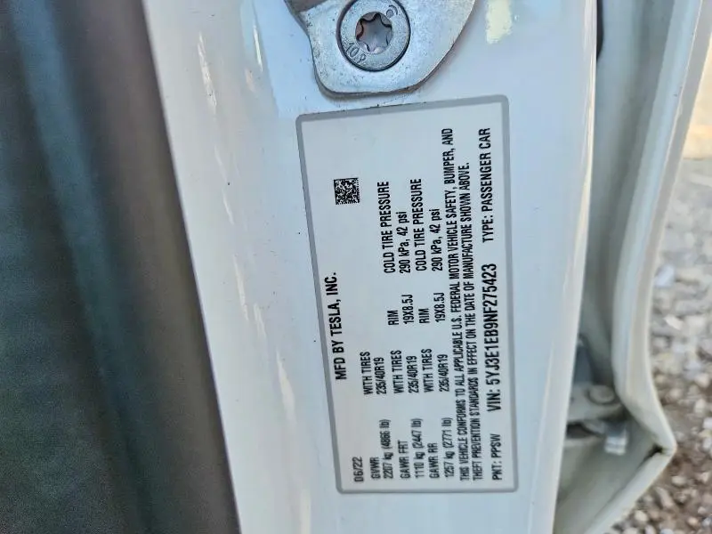 2022 TESLA MODEL 3   