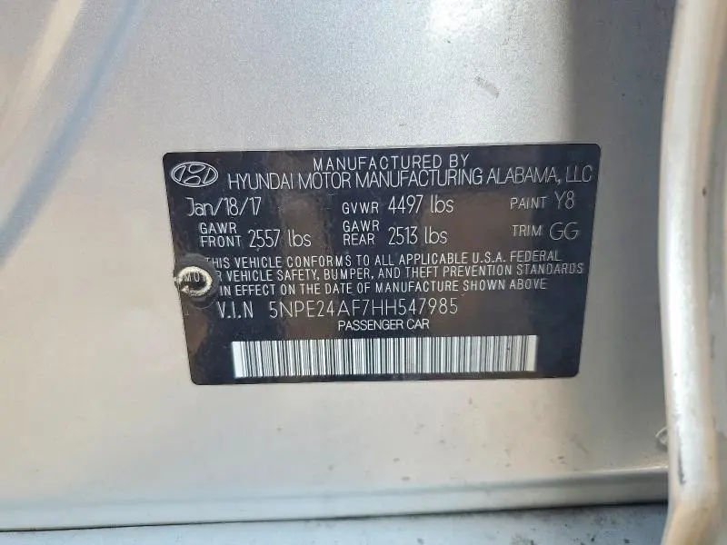 2017 HYUNDAI SONATA SE  