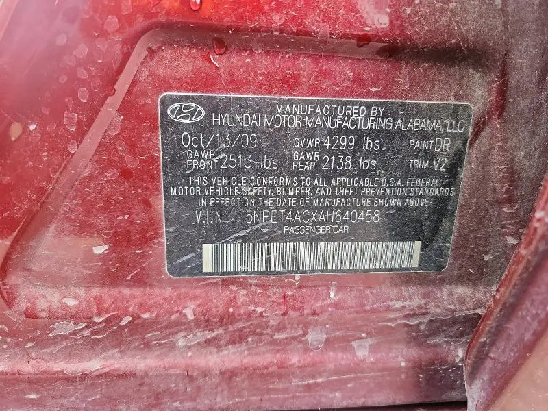 2010 HYUNDAI SONATA GLS  