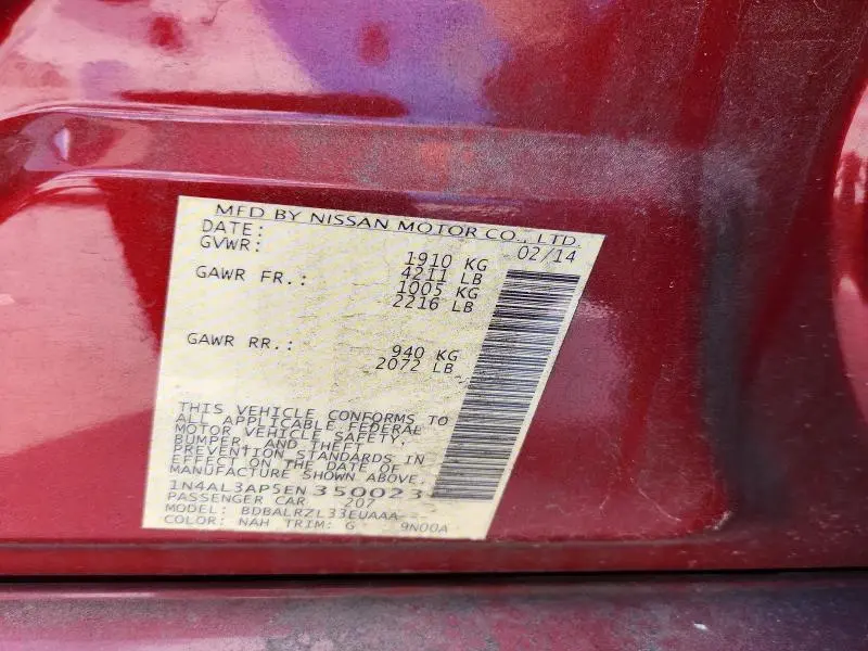 2014 NISSAN ALTIMA 2.5 S  