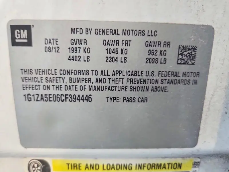 2012 CHEVROLET MALIBU LS  