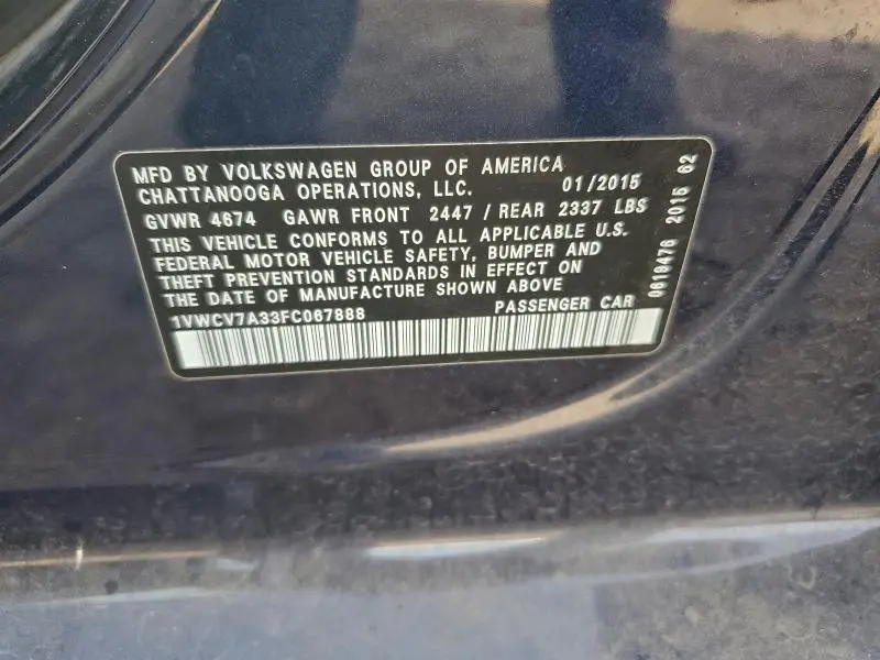 2015 VOLKSWAGEN PASSAT SEL  