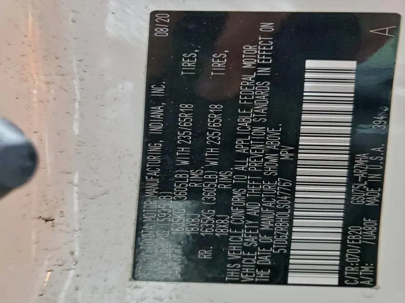 2020 TOYOTA HIGHLANDER XLE  