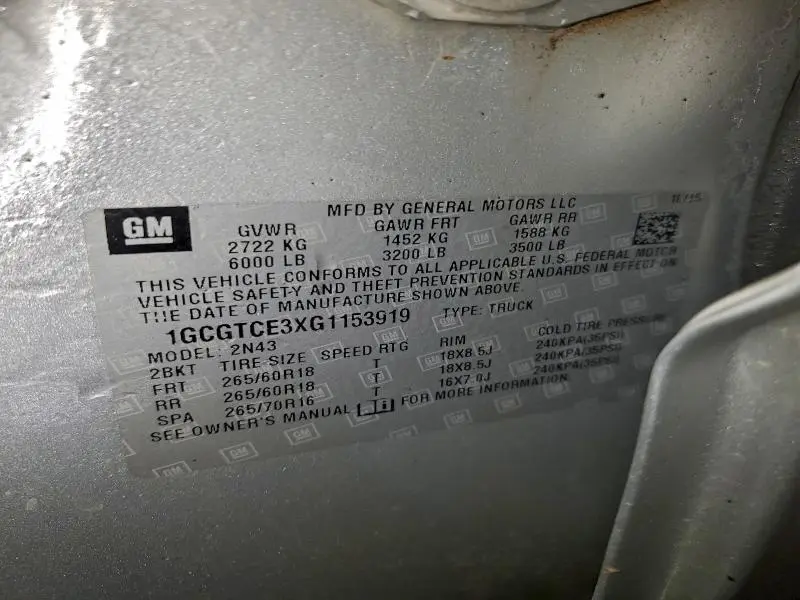 2016 CHEVROLET COLORADO LT  