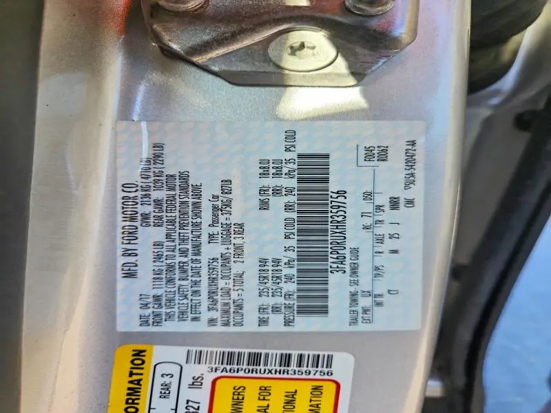 2017 FORD FUSION TITANIUM HEV  