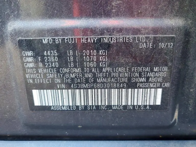 2013 SUBARU LEGACY 2.5I LIMITED  