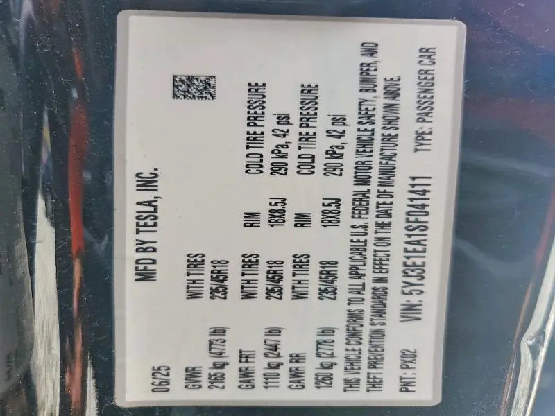 2025 TESLA MODEL 3   