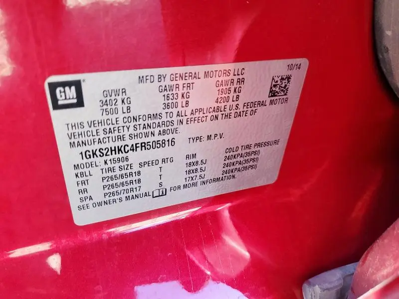 2015 GMC YUKON XL K1500 SLT  