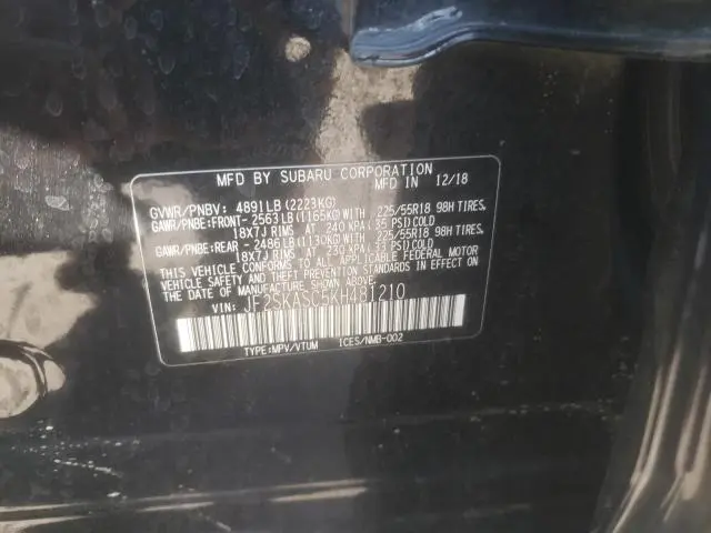2019 SUBARU FORESTER LIMITED  