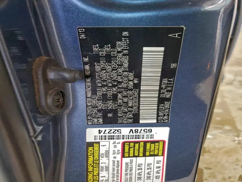 2013 TOYOTA SIENNA XLE  