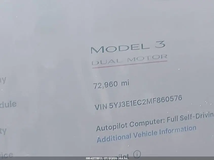 2021 TESLA MODEL 3 PERFORMANCE DUAL MOTOR ALL-WHEEL DRIVE