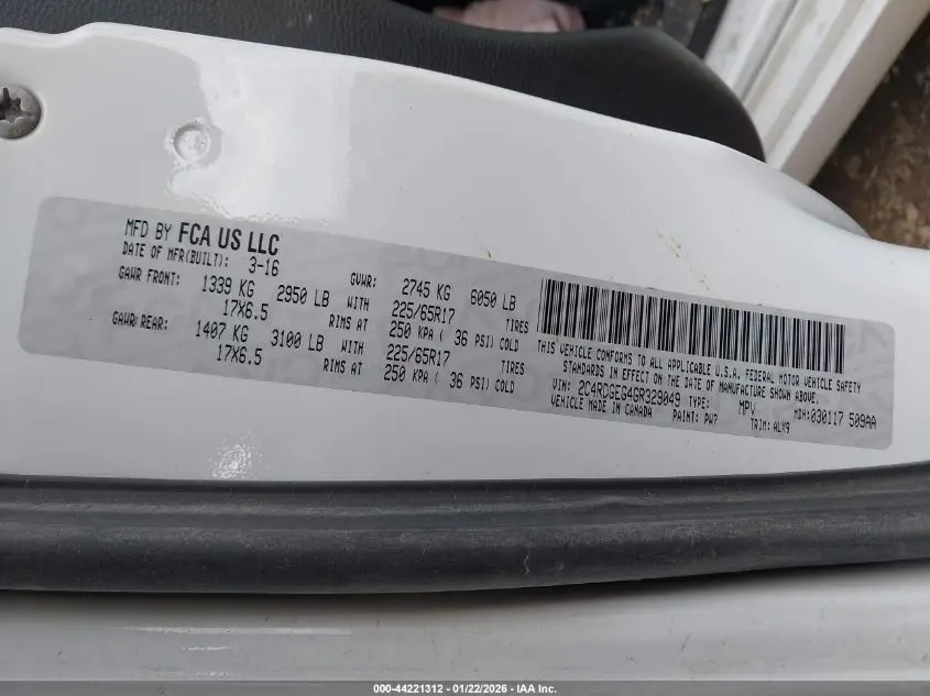 2016 DODGE GRAND CARAVAN R/T