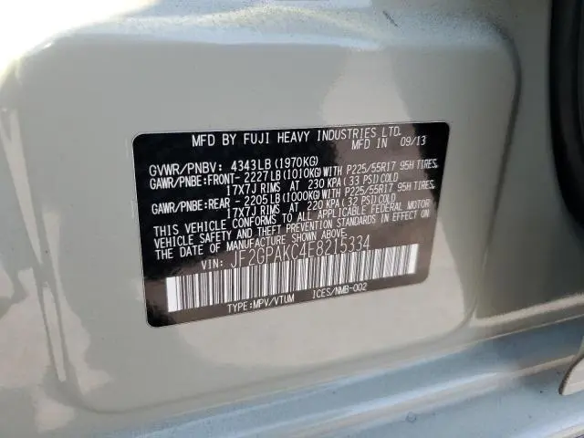 2014 SUBARU XV CROSSTREK 2.0 LIMITED  