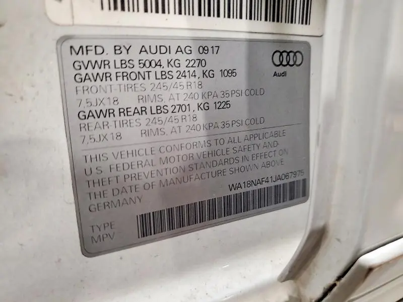 2018 AUDI A4 ALLROAD PREMIUM PLUS  