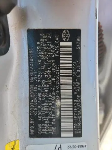 2012 TOYOTA CAMRY BASE  