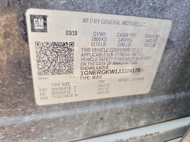 2018 CHEVROLET TRAVERSE LT  