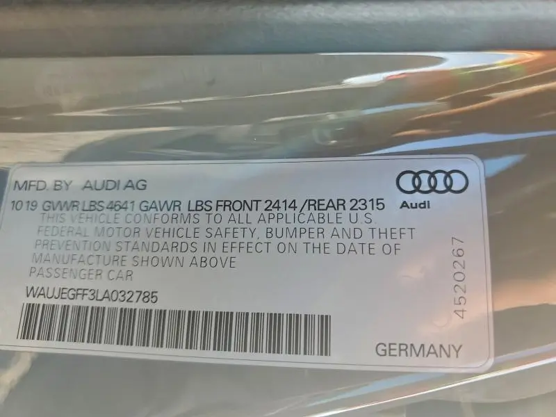 2020 AUDI A3 S-LINE PREMIUM PLUS  