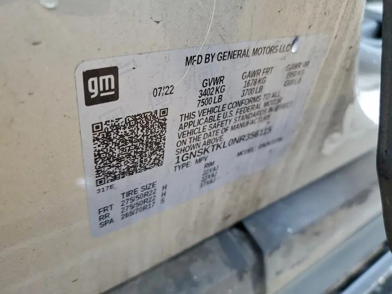 2022 CHEVROLET TAHOE K1500 HIGH COUNTRY  