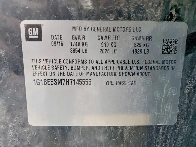 2017 CHEVROLET CRUZE LT  