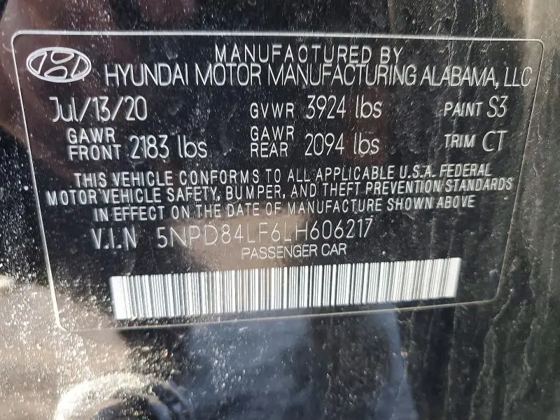 2020 HYUNDAI ELANTRA SEL  