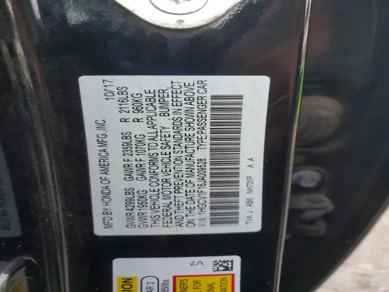 2018 HONDA ACCORD LX  