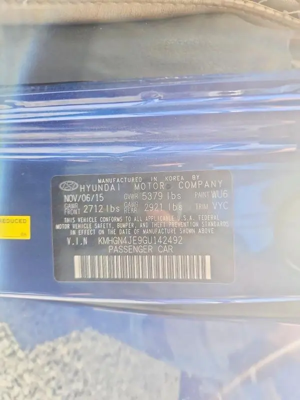 2016 HYUNDAI GENESIS 3.8L  