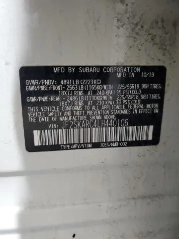 2020 SUBARU FORESTER SPORT  