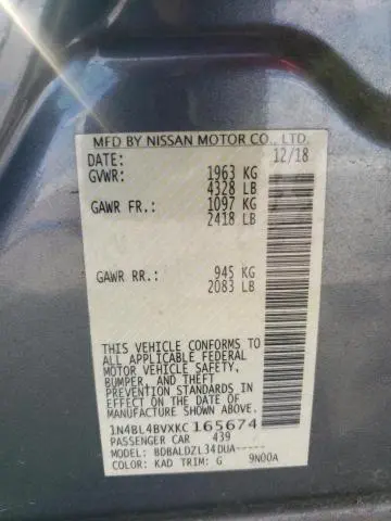 2019 NISSAN ALTIMA S